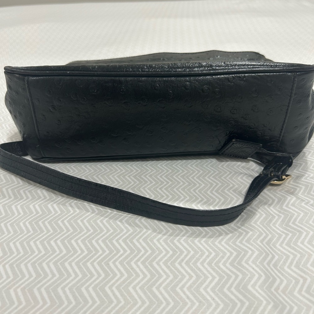 Giani Bernini Ostritch Leather Satchel with Gold Accent - Picture 11 of 12